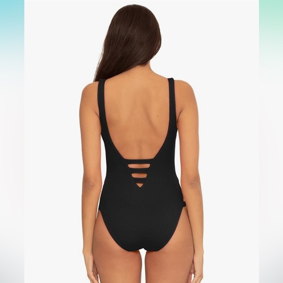 Becca by Rebecca Virtue Sophie Strappy Ladder Cutout Swimsuit in Black Large 75 - Picture 2 of 9